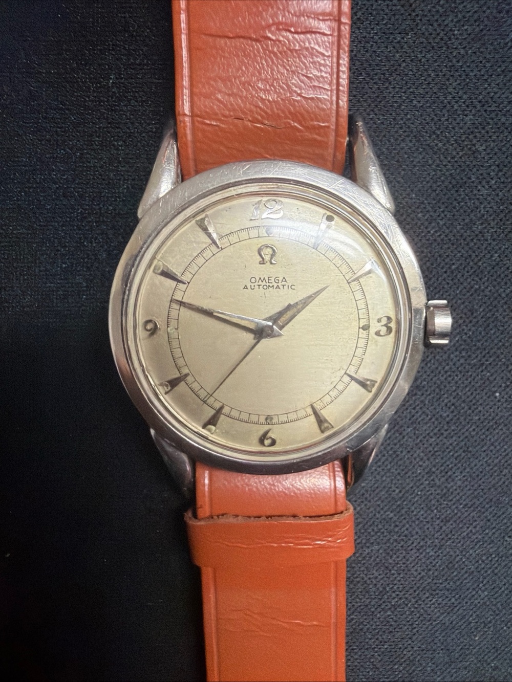 Omega bumper Automatic Vintage Watch with leather Strap